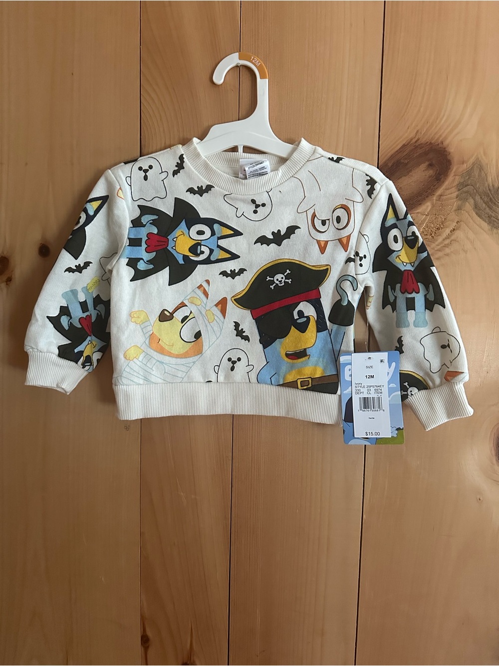 Kids Halloween Graphic Bluey Pullover Sweatshirt - White